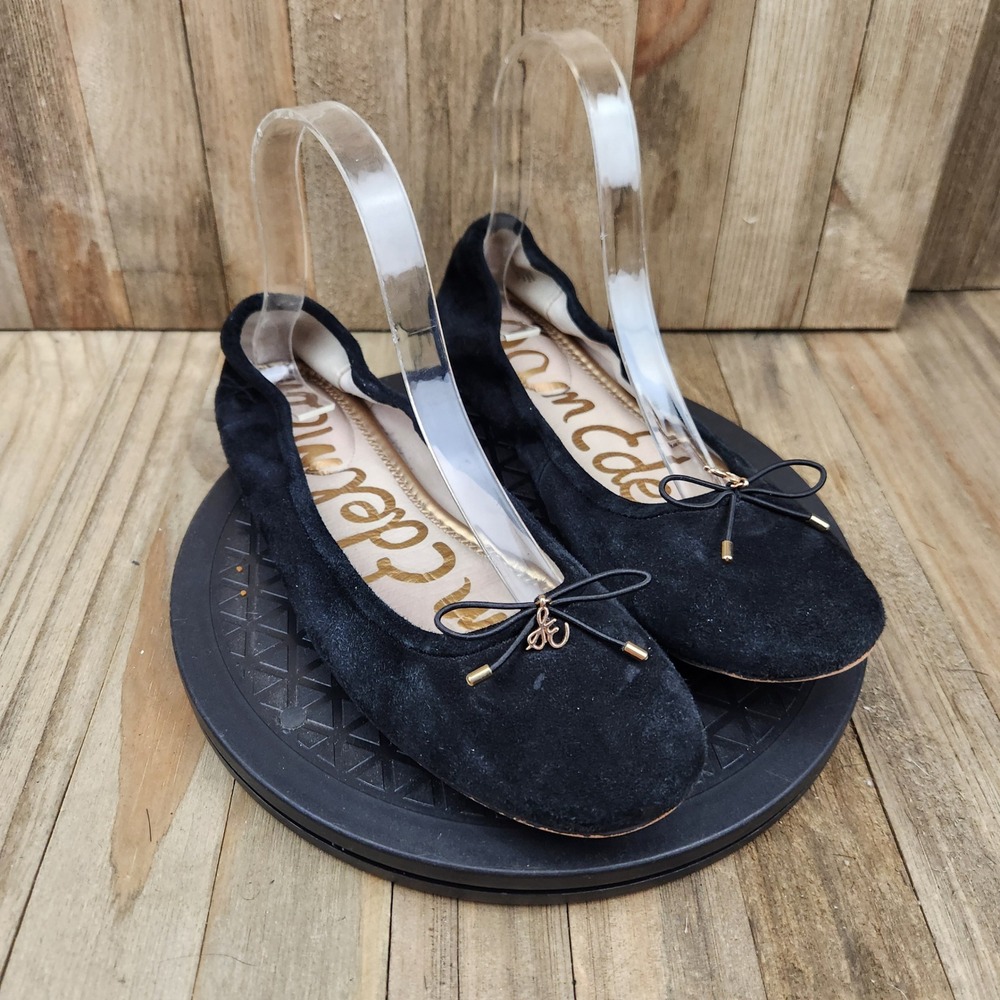 Sam Edelman Felicia Ballet Flats Womens size 8.5M Black Suede Classic Bow Shoes